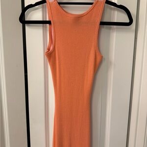 Sleeveless Ribbed Orange Dress
